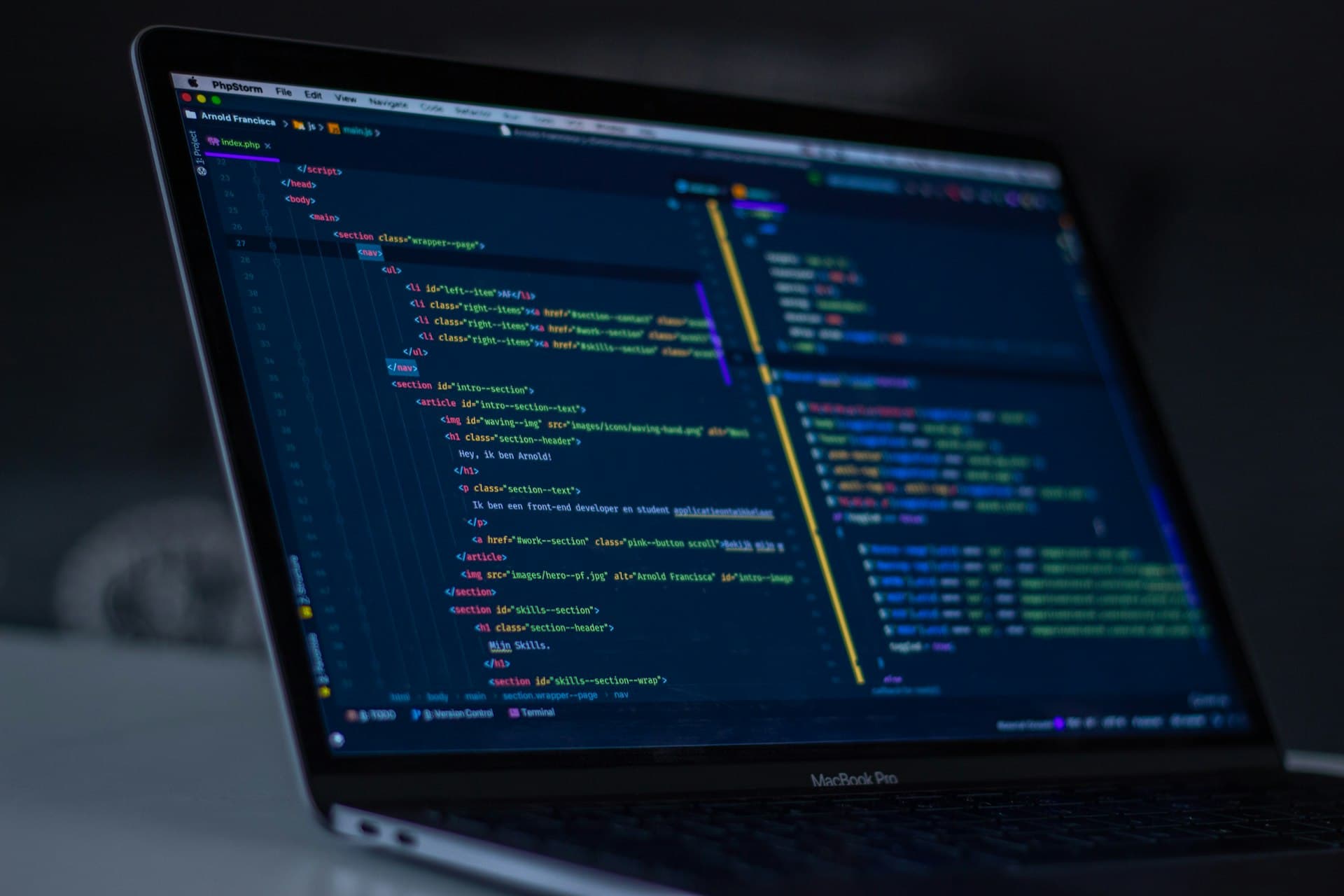 Abstract code visualization on dark background